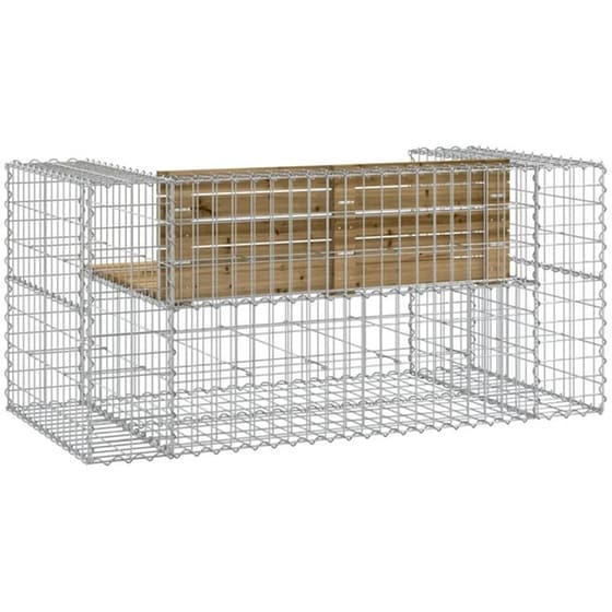 Παγκάκι Κήπου VidaXL Συρματοκιβώτιο από Εμποτισμένο Ξύλο Πεύκου 143x71x65.5 cm - Καφέ/Ασημί image 3