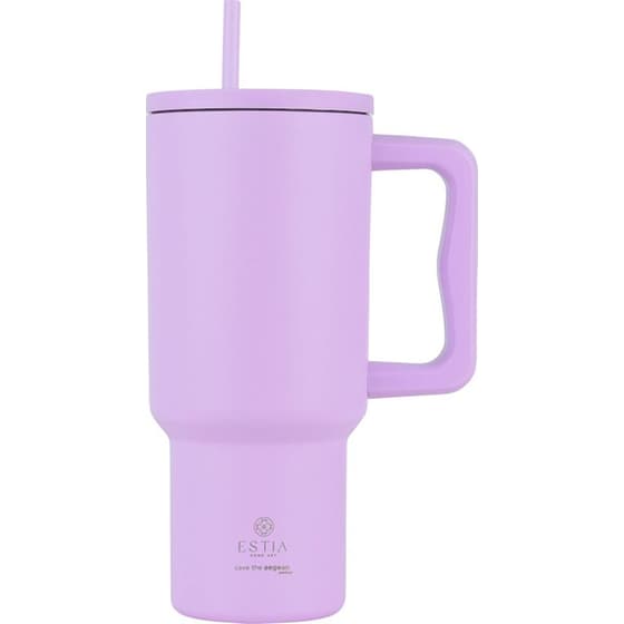Κούπα Θερμός Estia Με Λαβή & Καλαμάκι 900ml Save The Aegean Tumbler Lavender Purple image 0
