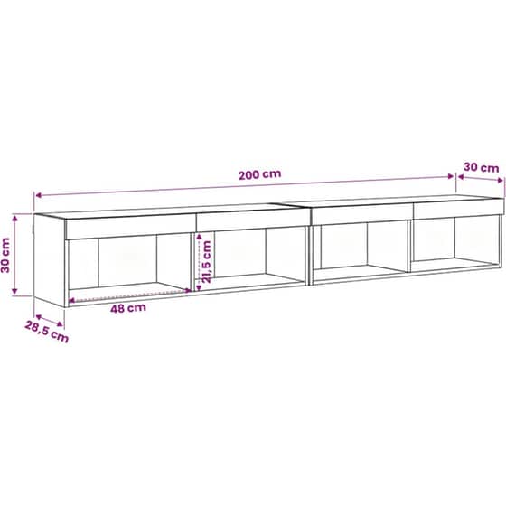 Έπιπλο Τηλεόρασης VidaXL Επιτοίχιο με LED 100 x 30 x 30 cm - Artisan Δρυς image 13