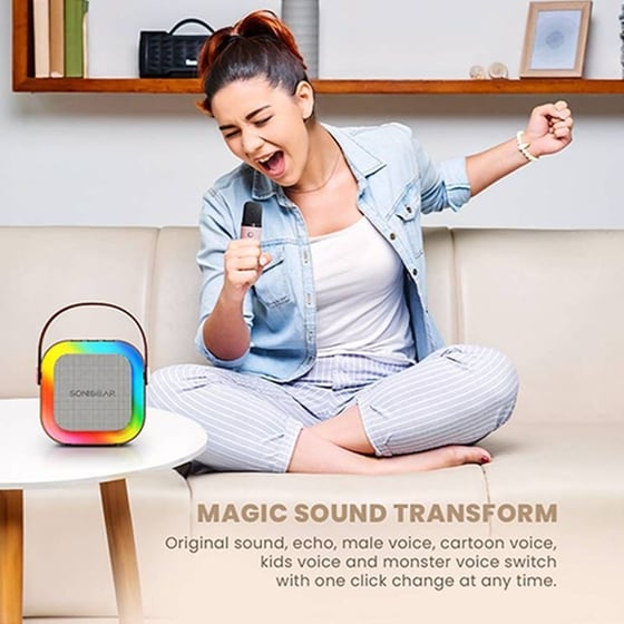 Karaoke Sonic Gear Iox K200 Bluetooth 5.1 Home Portable With Wireless Mic Pink image 2
