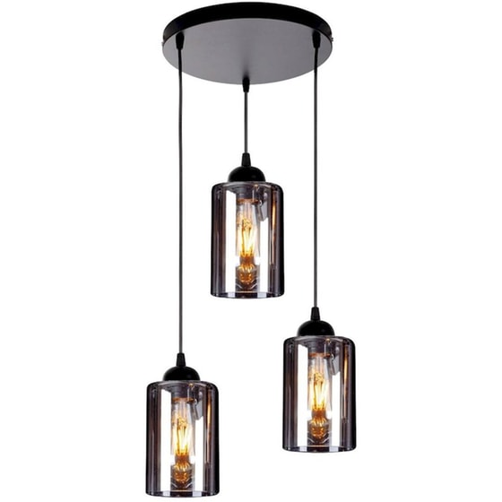 Φωτιστικό Οροφής Τρίφωτο Homelighting Smog 77-8202 Γυάλινο/Μεταλλικό - Μαύρο/Γκρι image 0