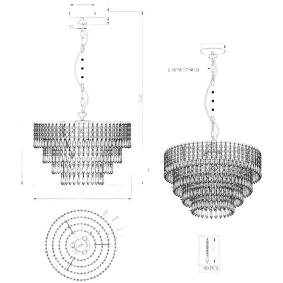 Trio Lighting Orient Πολυέλαιος 3xE14 Ø42cm με Κρύσταλλα Διάφανος R13473006 image 1