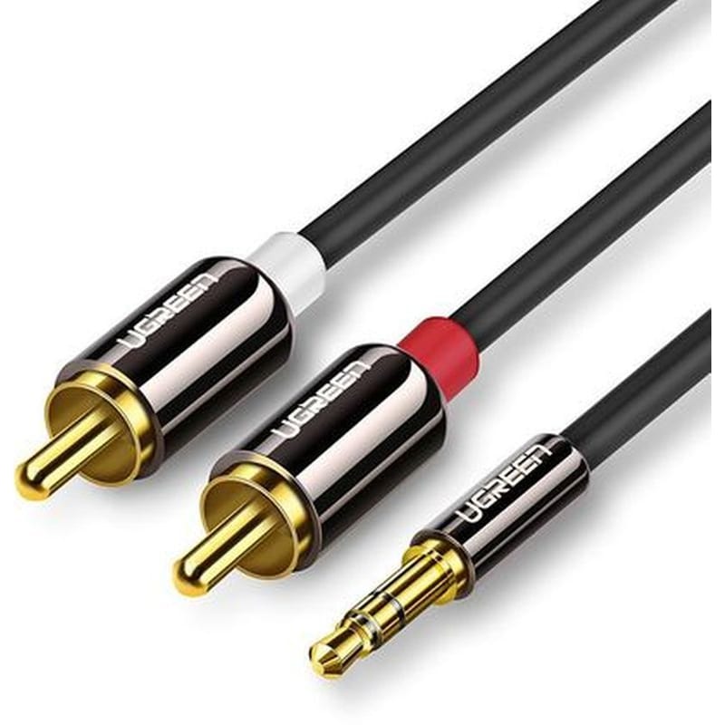 UGREEN Σετ Καλωδίων Ήχου Ugreen AV116 3.5mm Mini Jack σε 2RCA 2m - Μαύρο