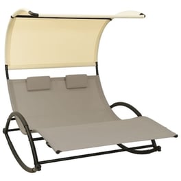 Ξαπλώστρα VidaXL Διπλή με Σκίαστρο από Textilene 139x180x170 cm  - Taupe/Κρεμ