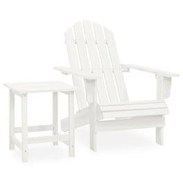 Vidaxl Καρέκλα Κήπου Adirondack Λευκή Από Μασίφ Ξύλο Ελάτης Με Τραπέζι