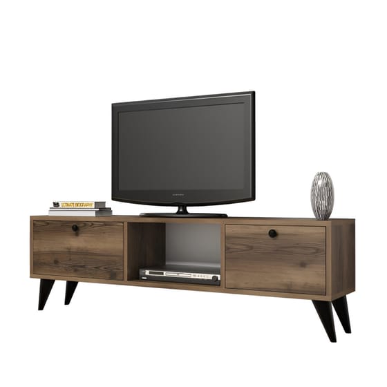Έπιπλο Τηλεόρασης Fermo από Μοριοσανίδα 138x29.5x42.6cm - Καρυδί/Μαύρο image 0