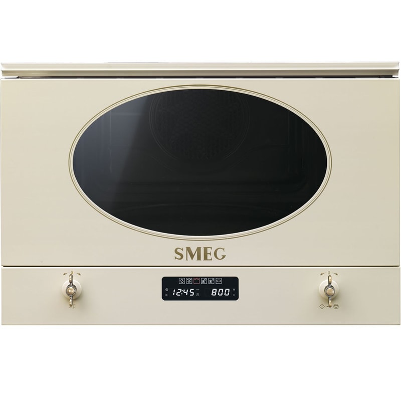 Εντιχοιζόμενος Φούρνος Μικροκυμάτων SMEG MP822PO με Grill 22 lt Μπεζ