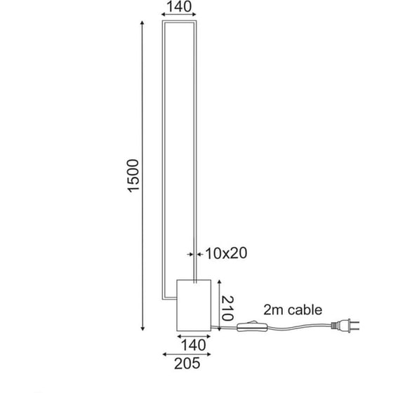 Φωτιστικό Δαπέδου Led Aca Aelia Pn30ledfbk από Αλουμίνιο 20x14x150 cm - Μαύρο image 2