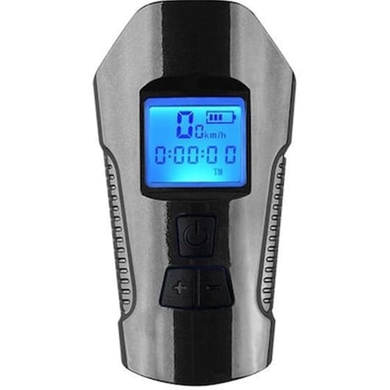 Αδιάβροχο Φως Ποδηλάτου Με Οθόνη, Κόρνα Και Ταχύμετρο Fy-317b Oem - Μαύρο image 5