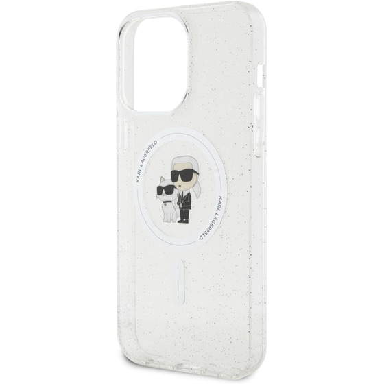 Θήκη Apple iPhone 14 Pro Max - Karl Lagerfeld MagSafe Ringstand Case IML Karl+Choupette - Glitter Clear image 7