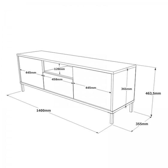Έπιπλο Τηλεόρασης Mostra Μοριοσανίδα 140x35.5x46.4 cm - Mαύρο image 1