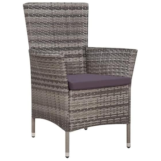 Vidaxl Σετ Τραπεζαρίας Εξ. Χώρου 7 Τεμ. Γκρι Συνθ. Ρατάν Με Μαξιλάρια image 4