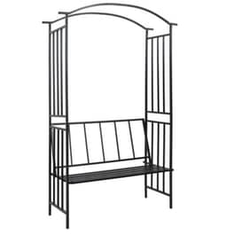 Vidaxl Αψίδα Κήπου Με Παγκάκι Μαύρη 114 X 45 X 205 Εκ. Σιδερένια