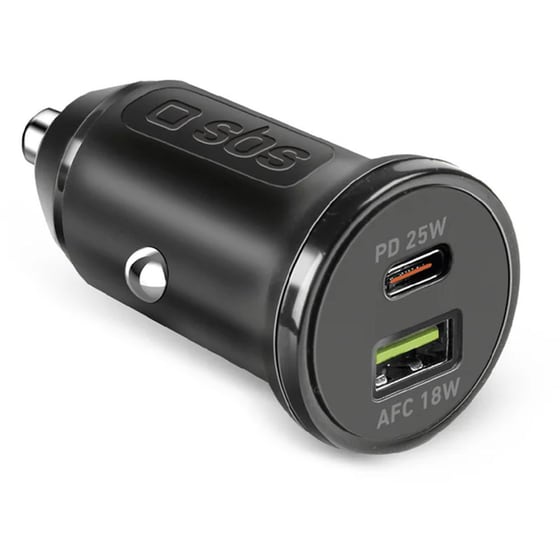 Φορτιστής Αυτοκινήτου SBS Car Charger 1x USB-C / 1x USB-A 25W - Black image 0