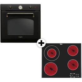 WHIRLPOOL AKT 8130 BA & WTAC8411 73 Lt Μαύρο Εντοιχιζόμενο Σετ Φούρνος και Εστία