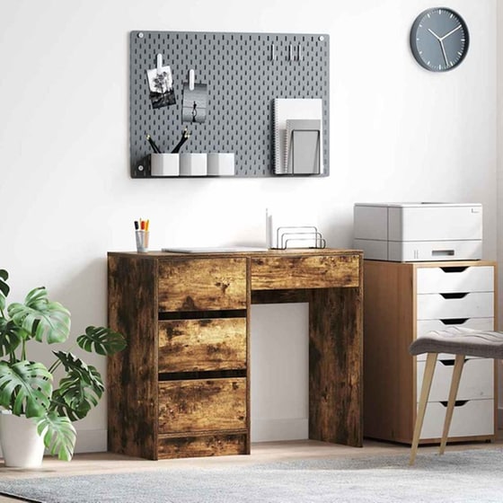 Γραφείο VidaXL από Επεξεργασμένο Ξύλο 90x37,5x75 cm - Καπνιστή Δρυς image 2