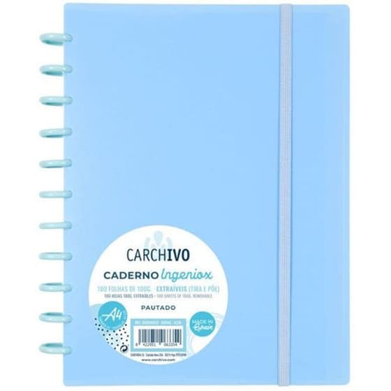 Σημειωματάριο Carchivo A4 με Αποσπώμενα Φύλλα Ριγέ Μπλε Παστέλ image 0