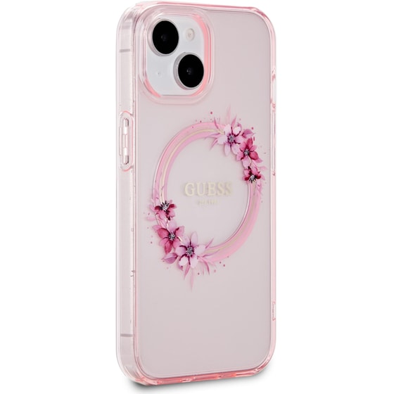 Θήκη Apple iPhone 15 - Guess Flowers Wreath Collection Magsafe Hard Case - Ροζ image 6