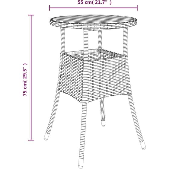 Σετ Επίπλων Bistro Κήπου VidaXL από Συνθετικό Ρατάν 5Τμχ - Γκρι/Καφέ image 7