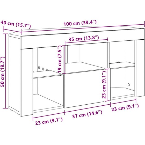 Έπιπλο Τηλεόρασης VidaXL Γωνιακό με LED 100 x 40 x 50 cm - Γκρι image 10
