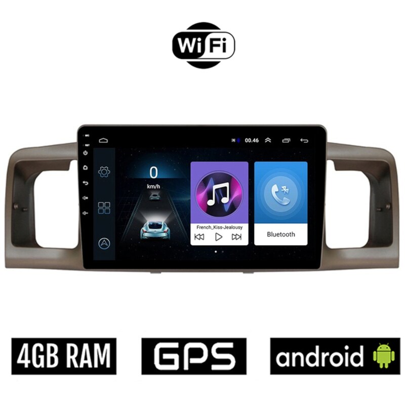 Ηχοσύστημα με Οθόνη Αφής 9 Android GPS Wi-Fi Bluetooth 4GB/32GB για Toyota Corolla (2000 - 2007)