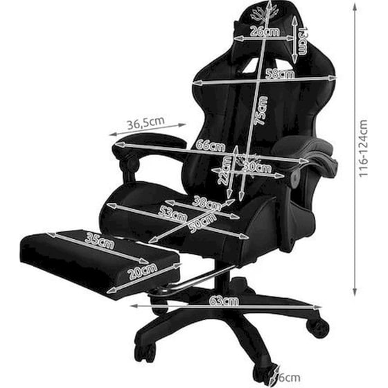 Καρέκλα Gaming Malatec 24243 με Υποπόδιο από Οικολογικό Δέρμα - Μαύρη image 13
