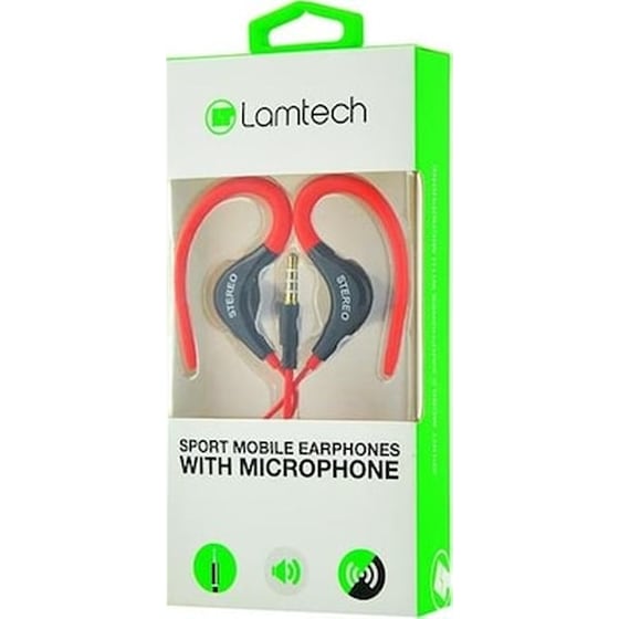 Lamtech Sport Mobile Earphones With Mic Red Lam020236 image 0