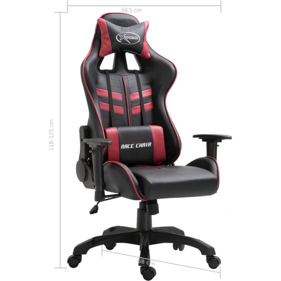 Gaming Καρέκλα VidaXL από Τεχνητό Δέρμα - Μαύρη/ Μπορντό image 8