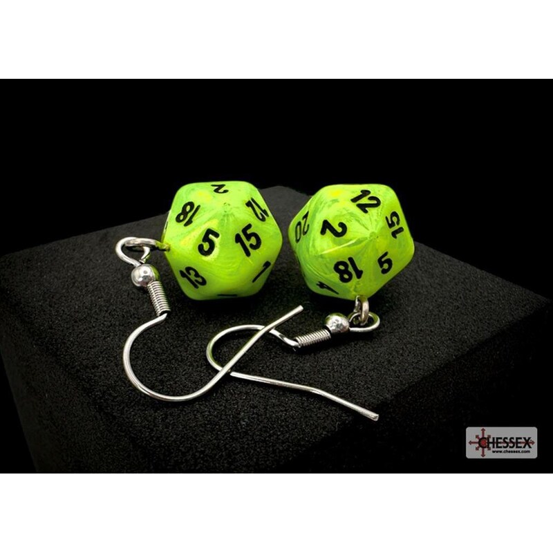 CHESSEX Κρεμαστά Σκουλαρίκια Chessex Vortex Bright Green Mini-poly D20 - Μωβ