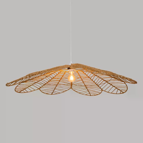 Φωτιστικό Οροφής Μονόφωτο Spitishop από Σχοινί 98x98x15 cm - Μπεζ image 1
