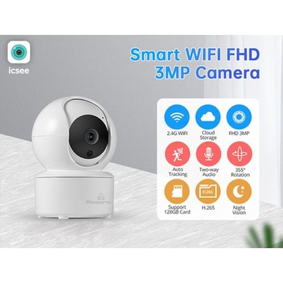 Ενσύρματη IP Camera Powertech PT-1085 Full HD Επιτραπέζια με Wi-Fi και Λειτουργία Pan & Tilt image 1