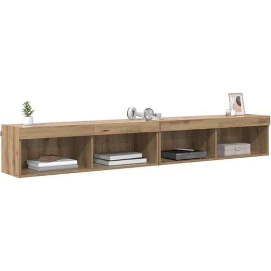 Έπιπλο Τηλεόρασης VidaXL με LED 2 τμχ 200 x 28,5 x 30 cm - Artisan Δρυς image 1