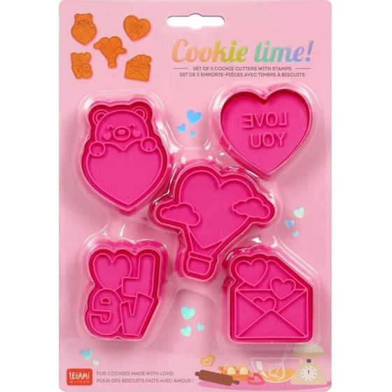 Legami Cookie Time Φόρμες Κοπής Μπισκότων Κουπ Πατ Καρδούλες Ροζ - 5 Τμχ image 0