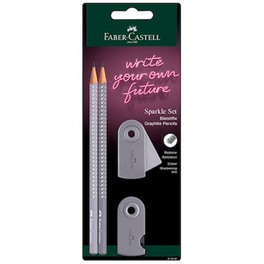 Σετ Μολύβια Faber Castell 2 Sparkle Ii με Γόμα και Ξύστρα Γκρι