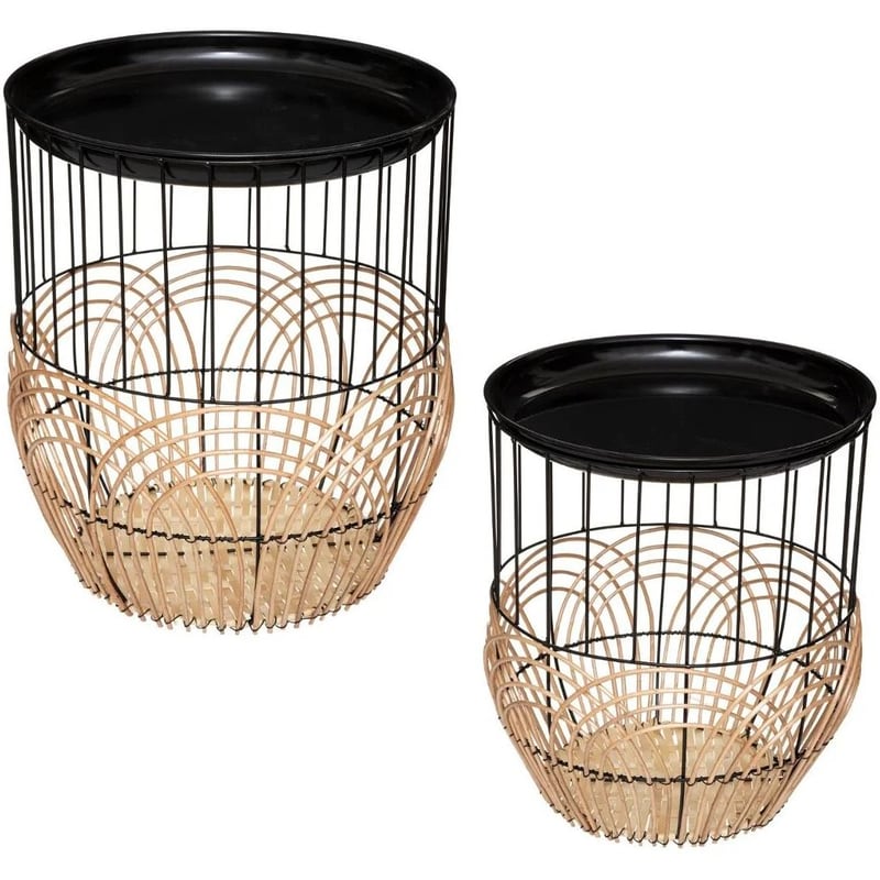 Σετ Βοηθητικά Τραπεζάκια Spitishop από Μέταλλο 2 Τμχ - Μαύρα SPITISHOP