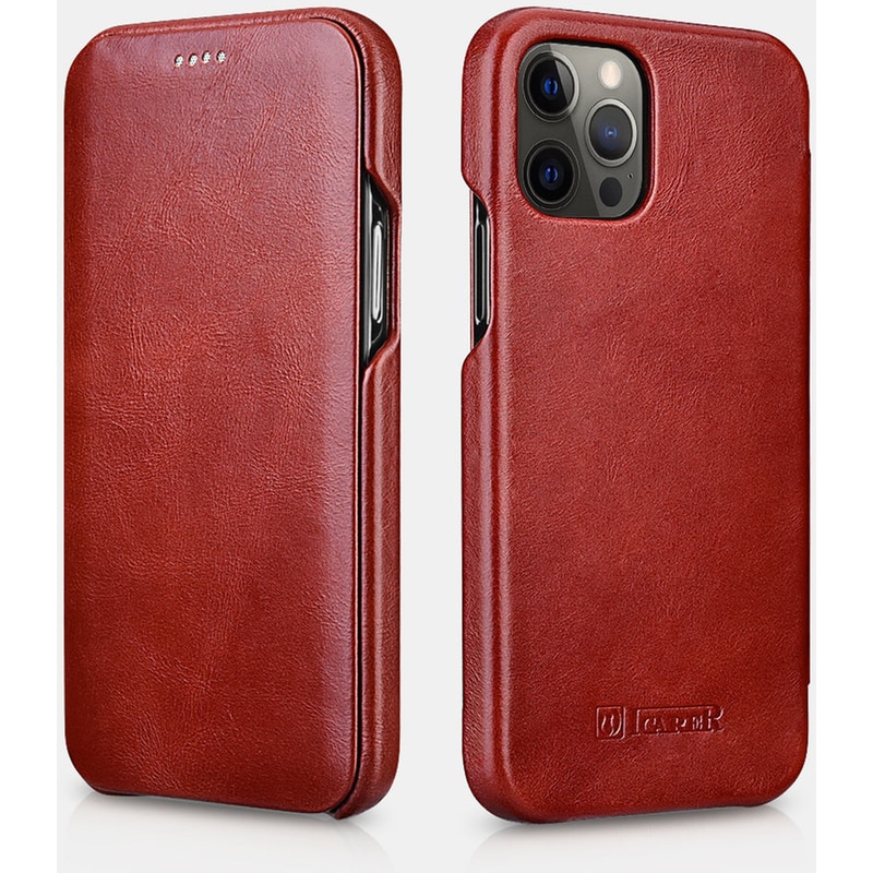ICARER Θήκη Apple iPhone 12/iPhone 12 Pro - Icarer Curved Edge Vintage Series - Red
