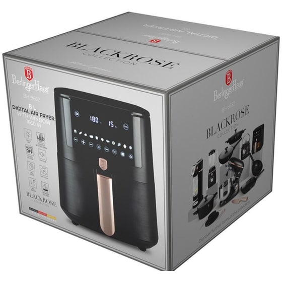 BERLINGER HAUS BH-9652 με Αποσπώμενο Κάδο 1650 W 8 L Μαύρο/Ροζ Χρυσό Χρώμα Φριτέζα Αέρος image 4