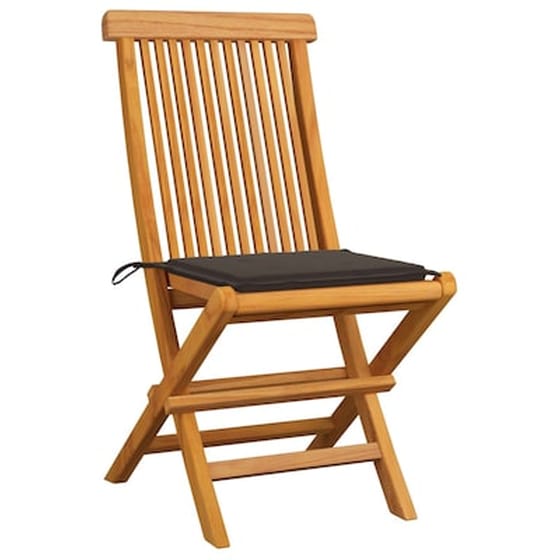 Vidaxl Καρέκλες Κήπου 4 Τεμ. Από Μασίφ Ξύλο Teak Με Taupe Μαξιλάρια image 2