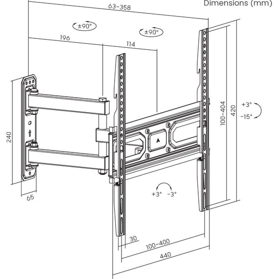 Βάση Τηλεόρασης Επιτοίχια Sbox PLB-3644-2 με Βραχίονα 32" - 55" έως 35 kg image 7