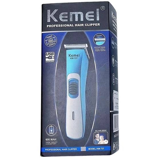 Κουρευτική Μηχανή Kemei KM-727 Μπλε/Inox image 3