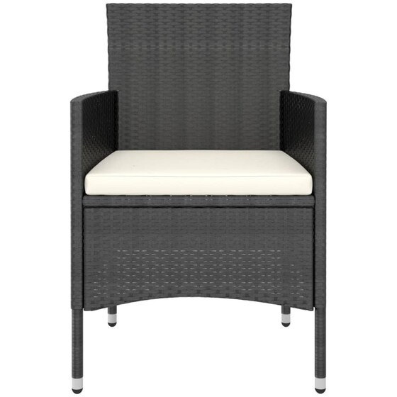 Σετ Επίπλων Bistro Κήπου VidaXL  από Συνθ. Ρατάν και Ψημένο Γυαλί 5Τμχ - Μαύρο image 3