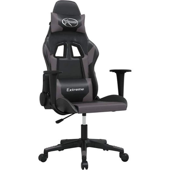 Καρέκλα Gaming VIDAXL 345449 με Ρυθμιζόμενα Μπράτσα από Τεχνητό Δέρμα - Μαύρο image 0