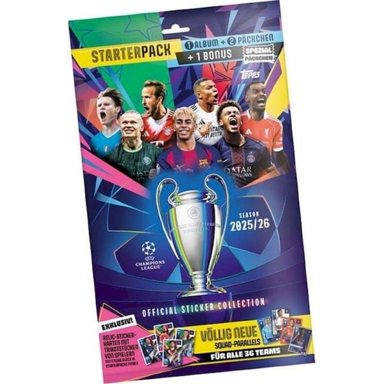 Topps Αυτοκόλλητα UEFA Champions League 2025/26 Starter Pack (Άλμπουμ & 3 Φακελάκια) image 0