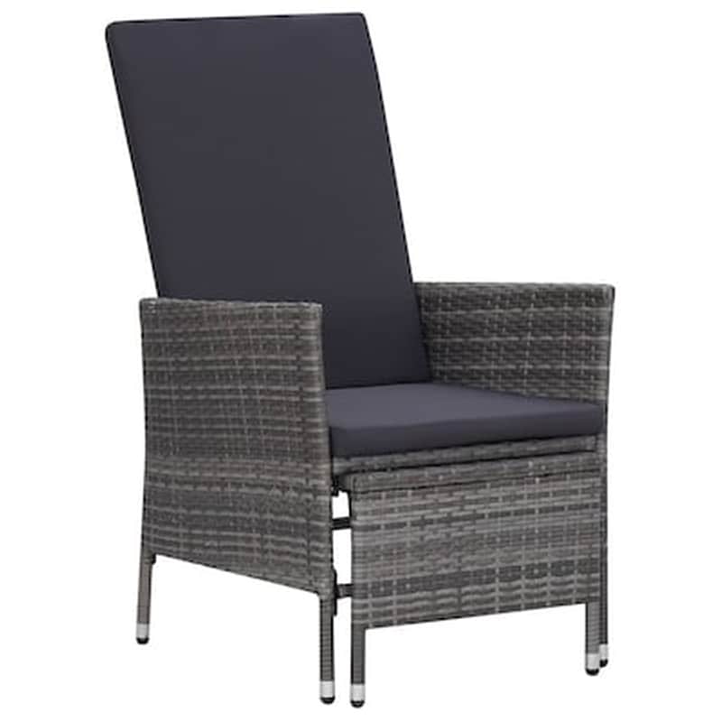 Πολυθρόνα Κήπου Vidaxl Ανακλινόμενη από Συνθετικό Ρατάν με Μαξιλάρια 62x131x106cm - Γκρι