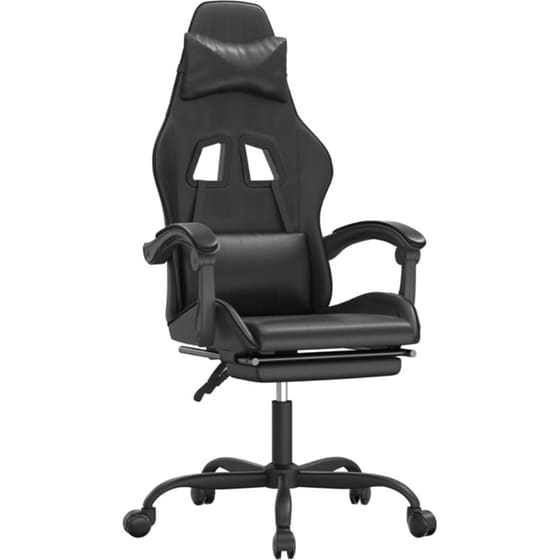 Καρέκλα Gaming VIDAXL 3143838 με Υποπόδιο από Τεχνητό Δέρμα - Μαύρη image 0