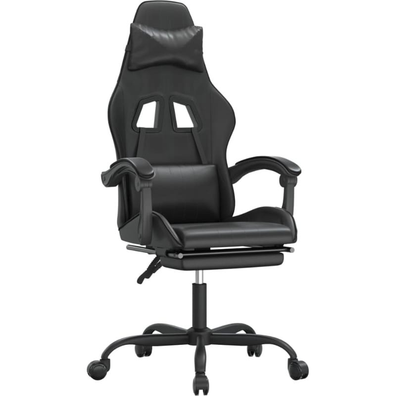 Καρέκλα Gaming VIDAXL 3143838 με Υποπόδιο από Τεχνητό Δέρμα - Μαύρη