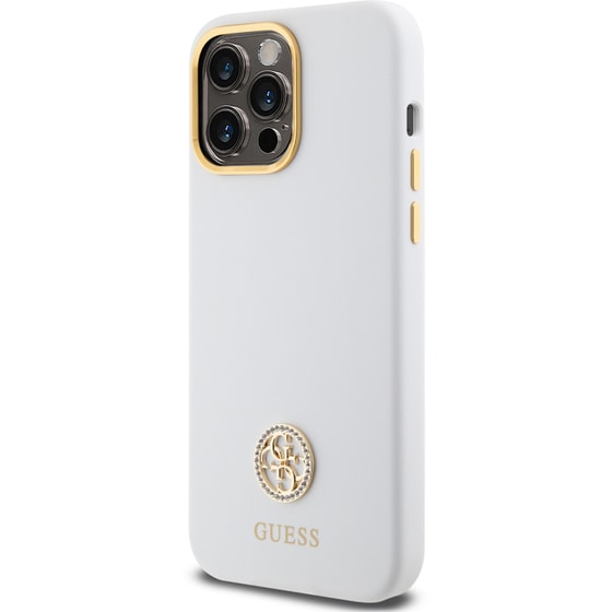 Guess  Quot;4g Strass Logo Collection Quot; Case Θήκη Προστασίας Από Σιλικόνη – Iphone 15 Pro Max (white – Guhcp15xm4dgph) image 4