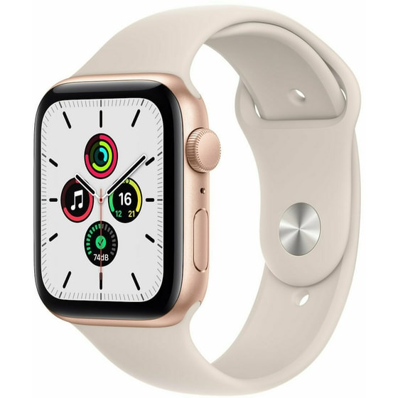 Apple Watch SE Gold Aluminium 44mm - Starlight Sport Band image 2