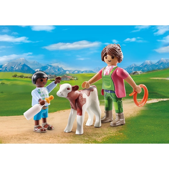 Playmobil Αγρότισσα και Pαιδάκι με Mοσχαράκι (71803) image 1