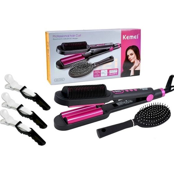 Ψαλίδι & Βούρτσα Μαλλιών Kemei Multistyler KM-2263 Μαύρο/Φούξια image 2